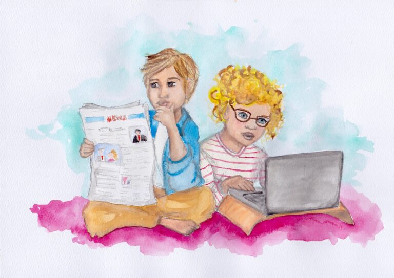 Aquarellmalerei von Jana Schmidt zum Kinderrecht auf Meinungs- und Informationsfreiheit