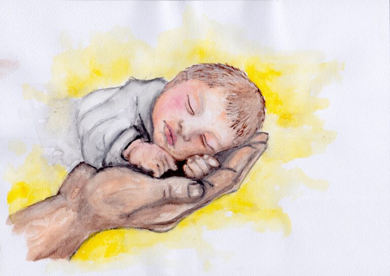 Aquarellmalerei von Jana Schmidt zum Kinderrecht vor Schutz vor Gewalt, Misshandlung und Vernachlässigung