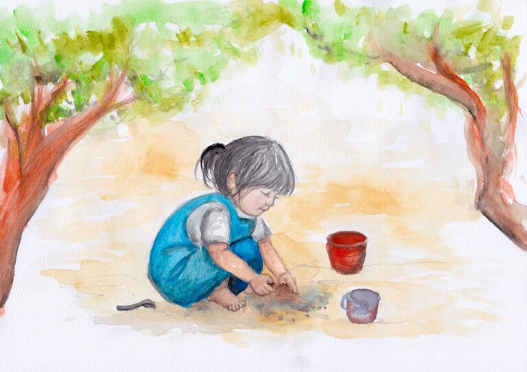 Aquarellmalerei von Jana Schmidt zum Kinderrecht auf Spiel und Freizeit